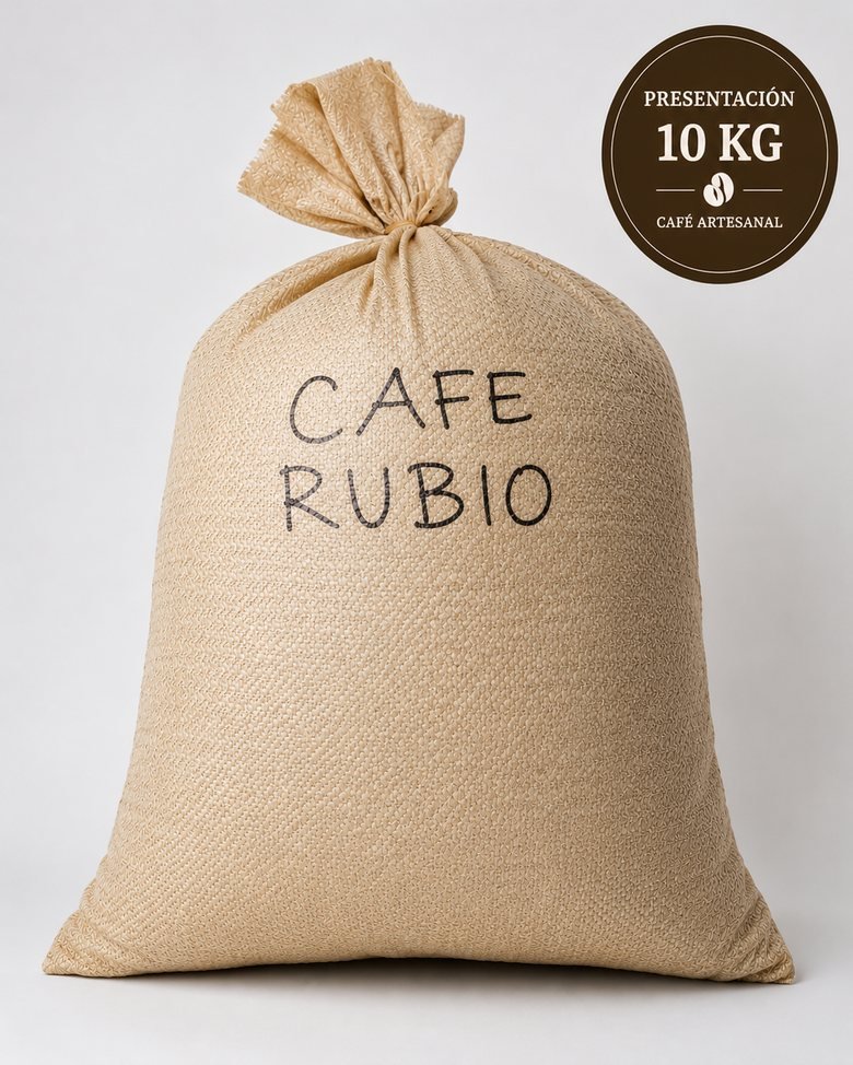 Presentación mayorista de Café Rubio en grano 10 kilogramos